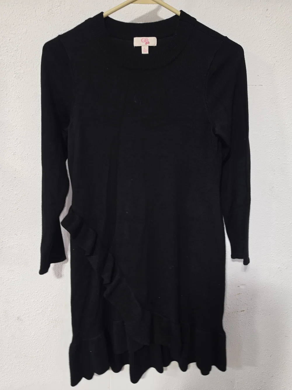 Girls Black Ruffle Knit Dress - Gianni Bini